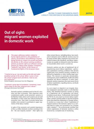 Out of sight: migrant women exploited in domestic work