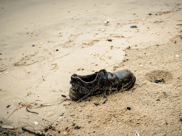 Old shoe on a beach