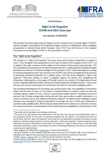 Factsheet - Right to be forgotten: ECtHR and CJEU case law