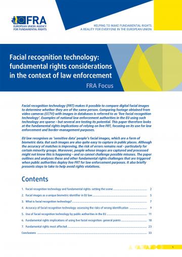 Facial recognition technology fundamental rights considerations in the context of law enforcement European Union Agency for Fundamental Rights
