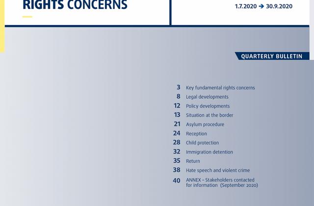 Migration: Key fundamental rights concerns - Quarterly bulletin 4 - 2020