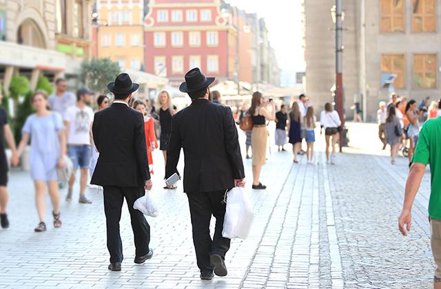 Traditional Jews in the street.