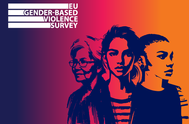 EU gender-based violence survey with illustration of 3 women