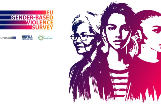 FRA EIGE EU gender based violence survey. Illustration of 3 women.
