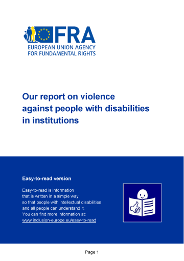Violence against people with disabilities in institutions - easy read - cover